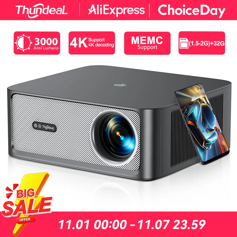 ThundeaL 3000Ansi 4K Full HD Projector TD98Pro 2G 32G Home Theater WiFi Android Portable Samrt TV Cinema TD98 Pro Beam Projector