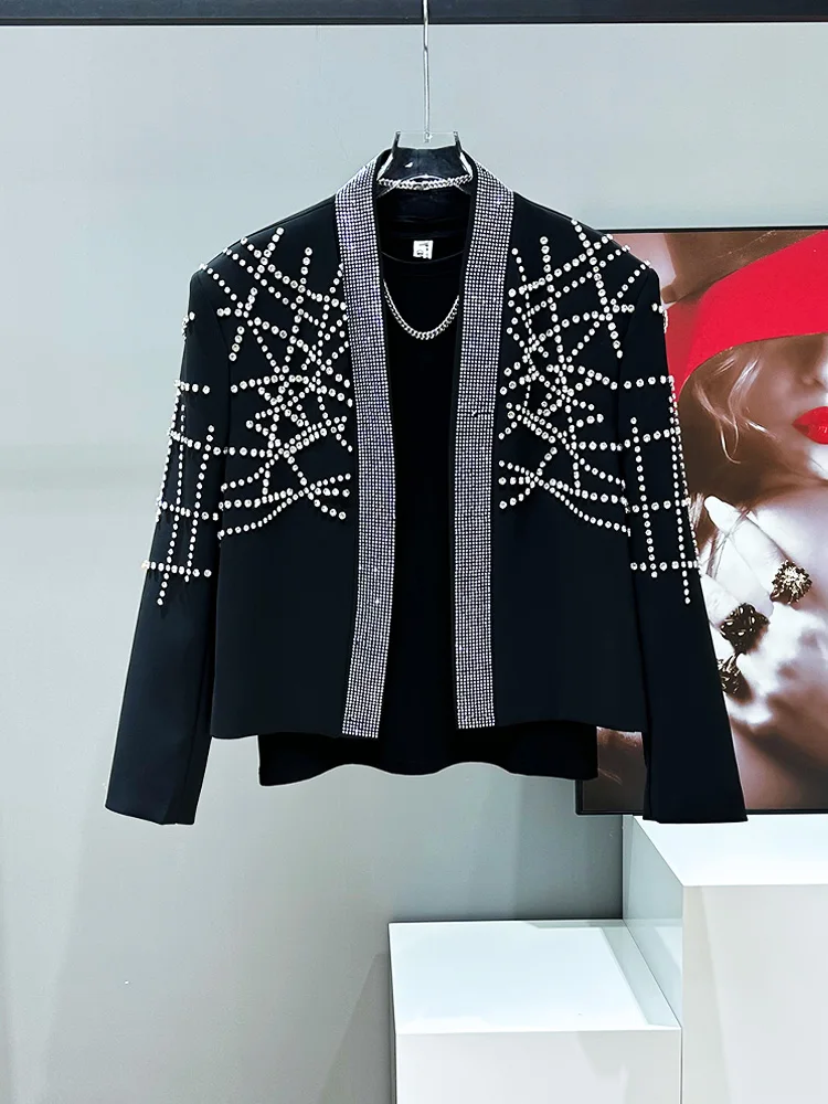 

Original Home Brand ort Diamond Embedded Men's Suit Jaet Heavy Work Cus Iron on Diamond Personali Haome Jaet Top