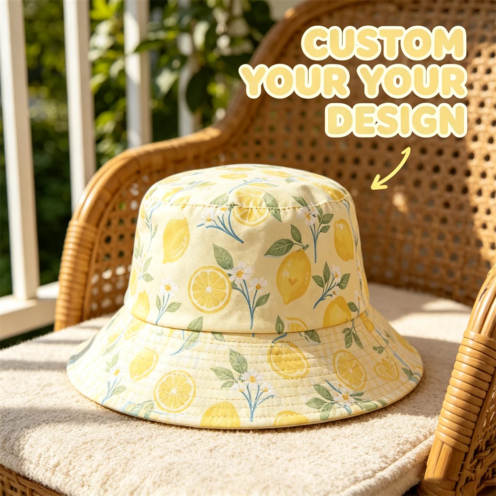 Custom Bucket Hat Unisex Outdoor Sun Protection Cap with Personalized Pattern Print Customizable Image And Text Versatile Gift C