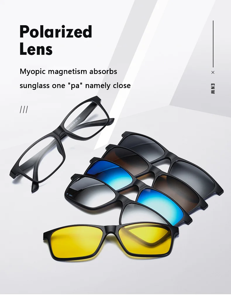 2249A 6 In 1 Brillengestell Männer Frauen Mit 5 PCS Clip Auf Polarisierte Sonnenbrille Magnetische Gläser Männlich Computer Optische – Detail 2