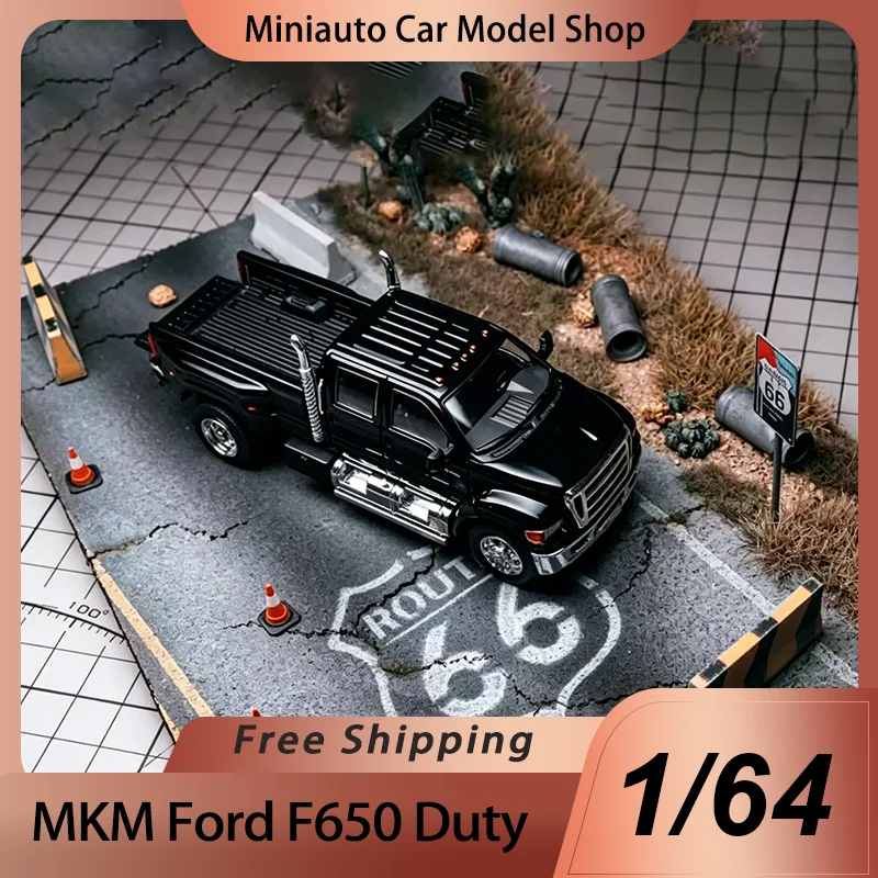 MKM 1:64 Miniatura Ford F650 Camión de Servicio Pesado a Escala, Modelo de Coche de Aleación Fundida a Presión, Juguete Coleccionable para Exhibición y Colección de Aficionados