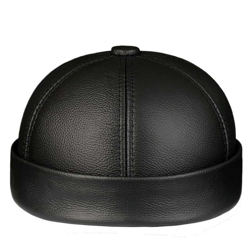 قبعة جلدية للرجال شتاء دافئ قبعة رند البطيخ في قبعة الأمير المالك الأب الجد المسنين #1