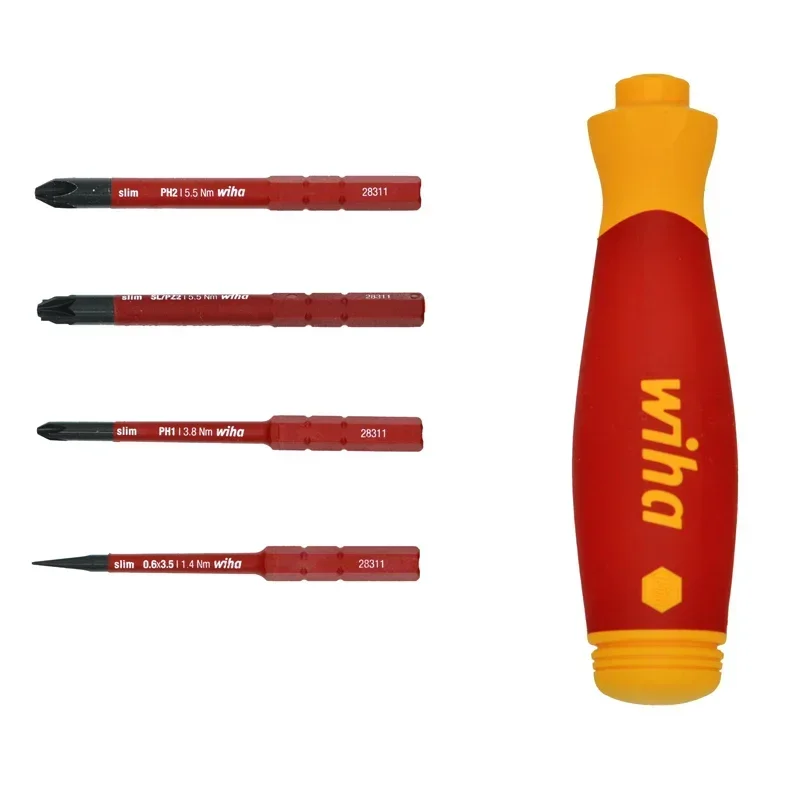 Wiha PocketMax VDE Screwdriver with Bit Bank SlimBit Electric,NO.45296