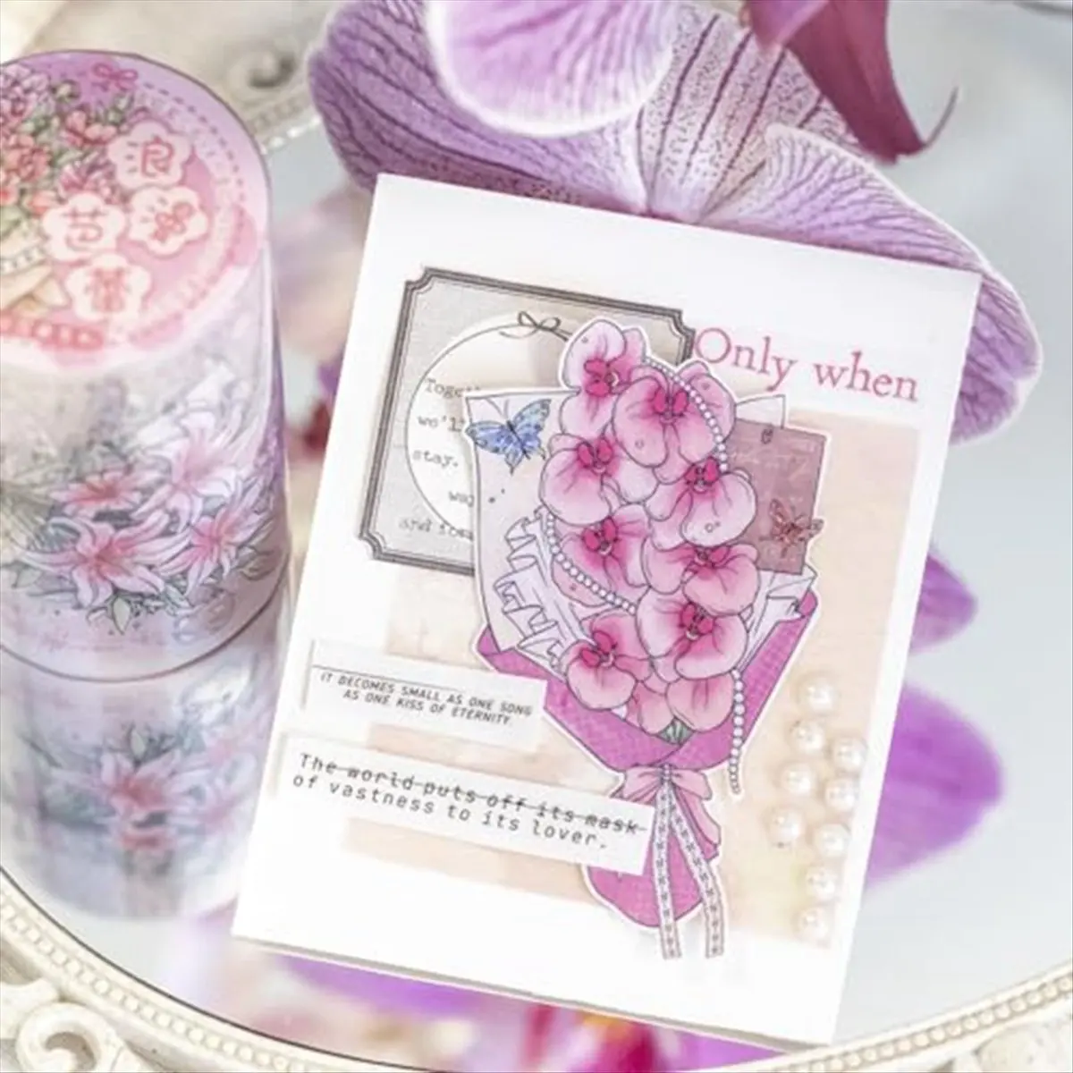 A45I PET Tape Set, 4 Rolls of Scenic Ephemera for Junk Journaling,Scrapbooking,Crafting,DIY Projects Bouquet Series