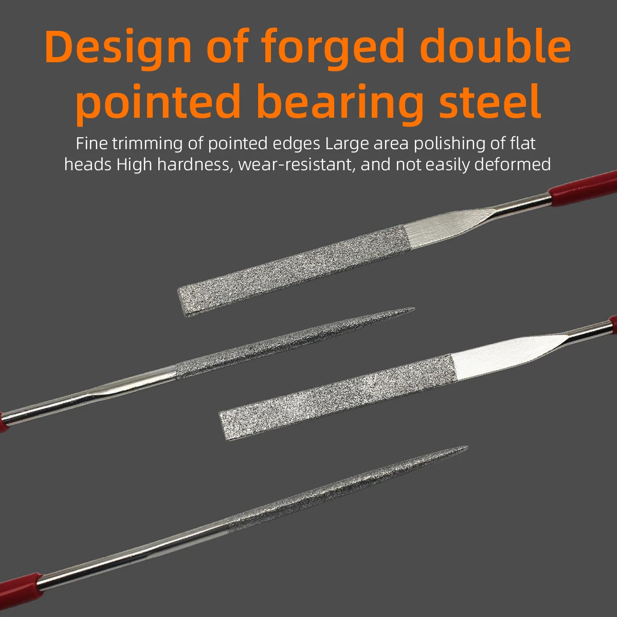 2Pcs Diamond Needle File Set Flat Round Tip Metal Stone Jewelry Polishing DIY Wood Jade Bodhi Hole Expanding Grinding Hand Tool