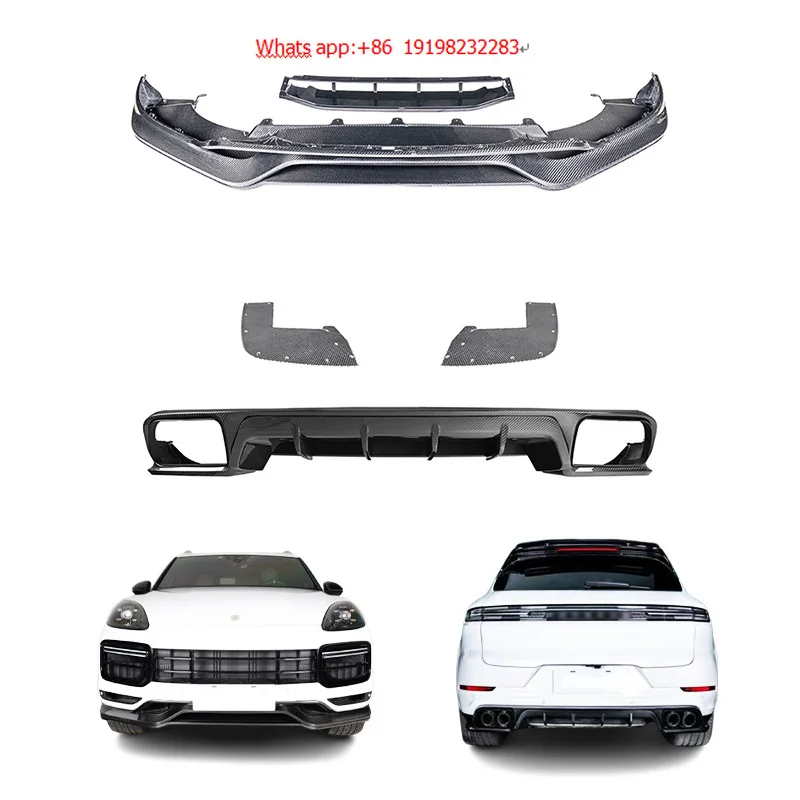 

For Porsche Turbo Cayenne 2018-2023 Carbon Fiber Front And Rear Bumper Lip New Condition Tecat Car Modification Upgrade