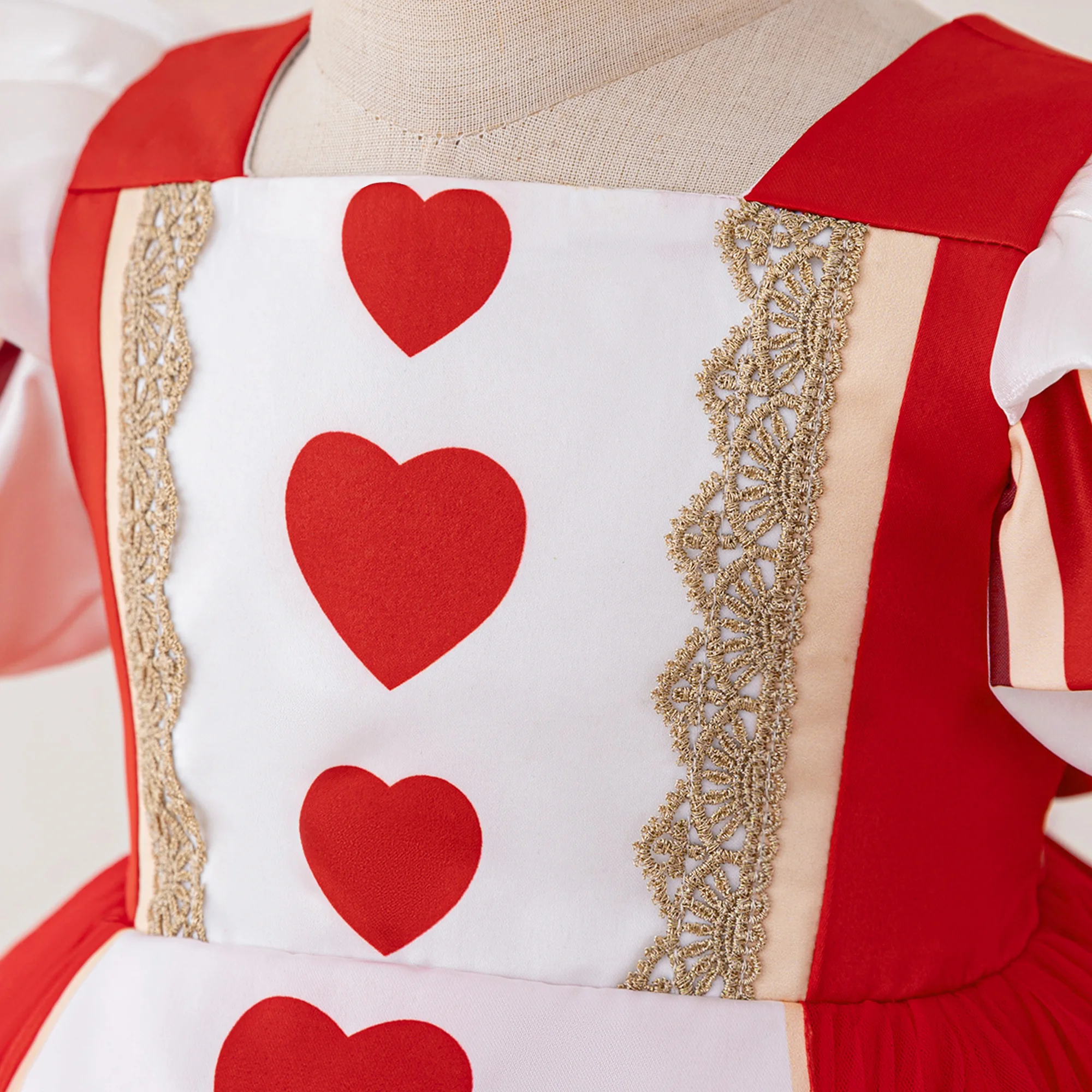 Rotes Herz Halloween-Kostüm für Mädchen, Abenteuer im Wunderland, Alice Cosplay-Kleid, Kleinkind 1. Geburtstag Hochzeit Prinzessinnen-Mädchenkleid – Detail 5