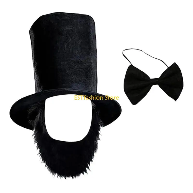 

Y5GC Авраамс Линкольн костюм аксессуары борода усы цилиндр галстук галстук президентский день костюм Хэллоуин костюмы для