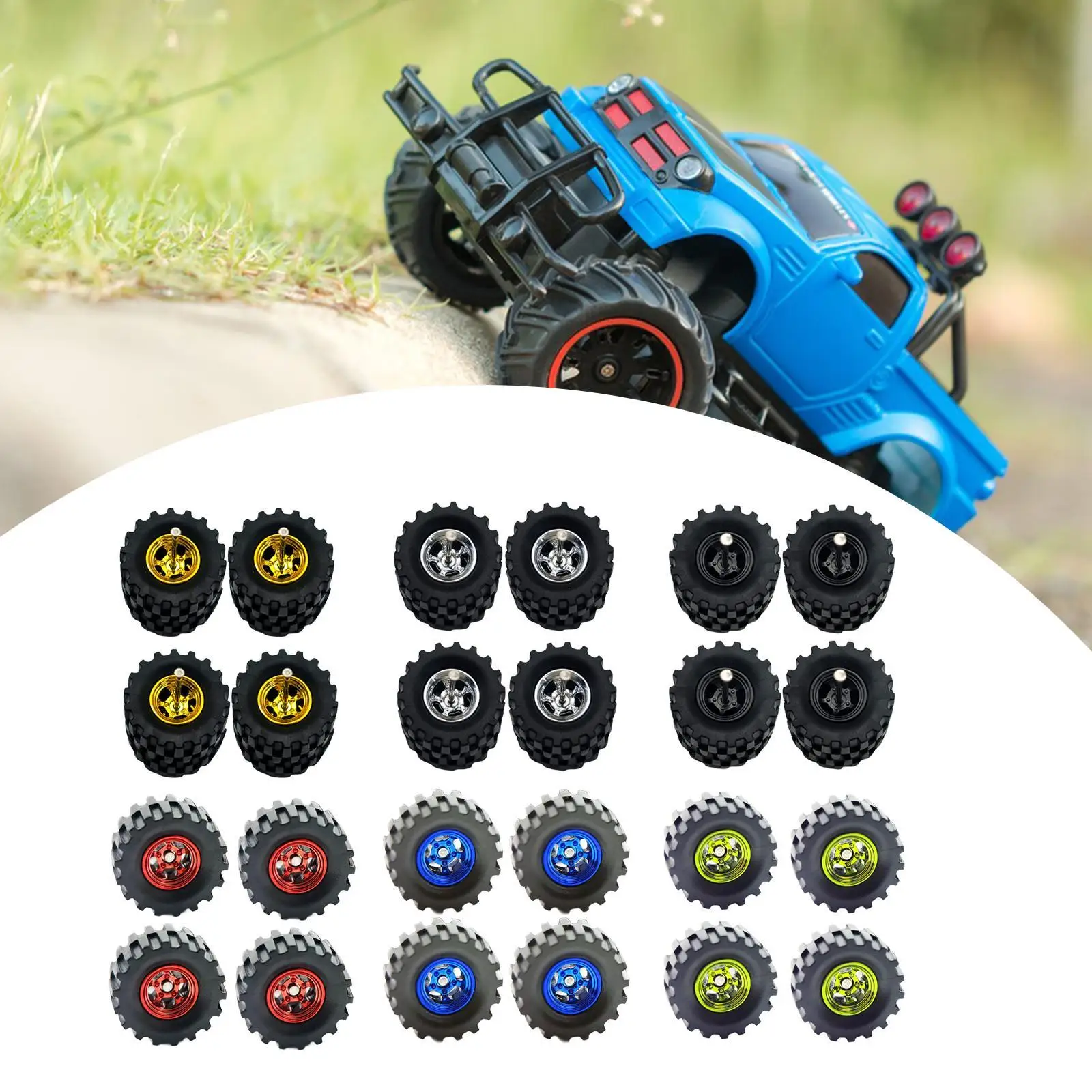 

4Pcs 1/64 Scale Alloy Wheel Tires for Kids Adults Diameter 1.45cm Modified