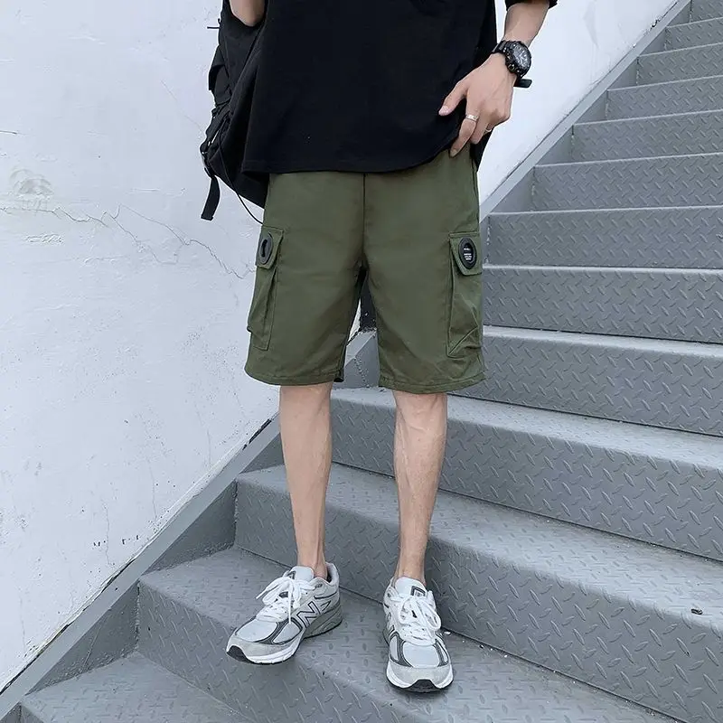 

Men's Summer Cotton Cargo Shorts Casual Loose Fit Straight 5 Inch Workwear with Multi Pocket Streetwear