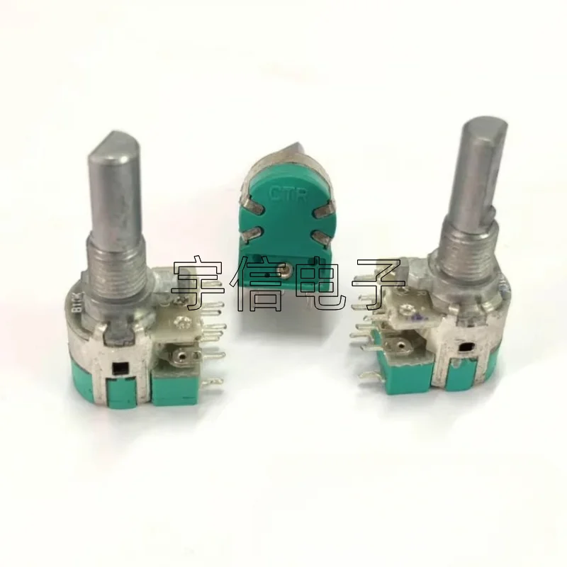 2PCS 12Type Double Potentiometer With Switch B10K Half Shaft 20MM Computer Power Amplifier Audio Rotary Potentiometer B103 8-Pin