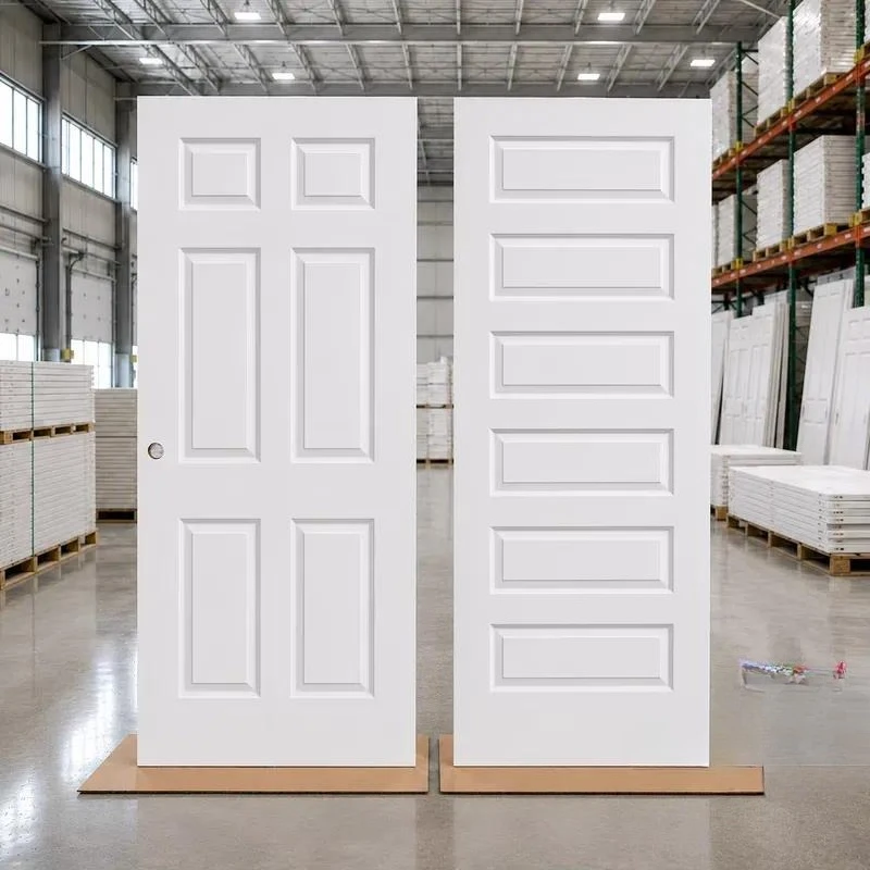 30x80 Inch 6 Panel Hollow Core Interior Door White Primed MDF Wood Molded Modern Style for Kitchen Bedroom Home Decoration