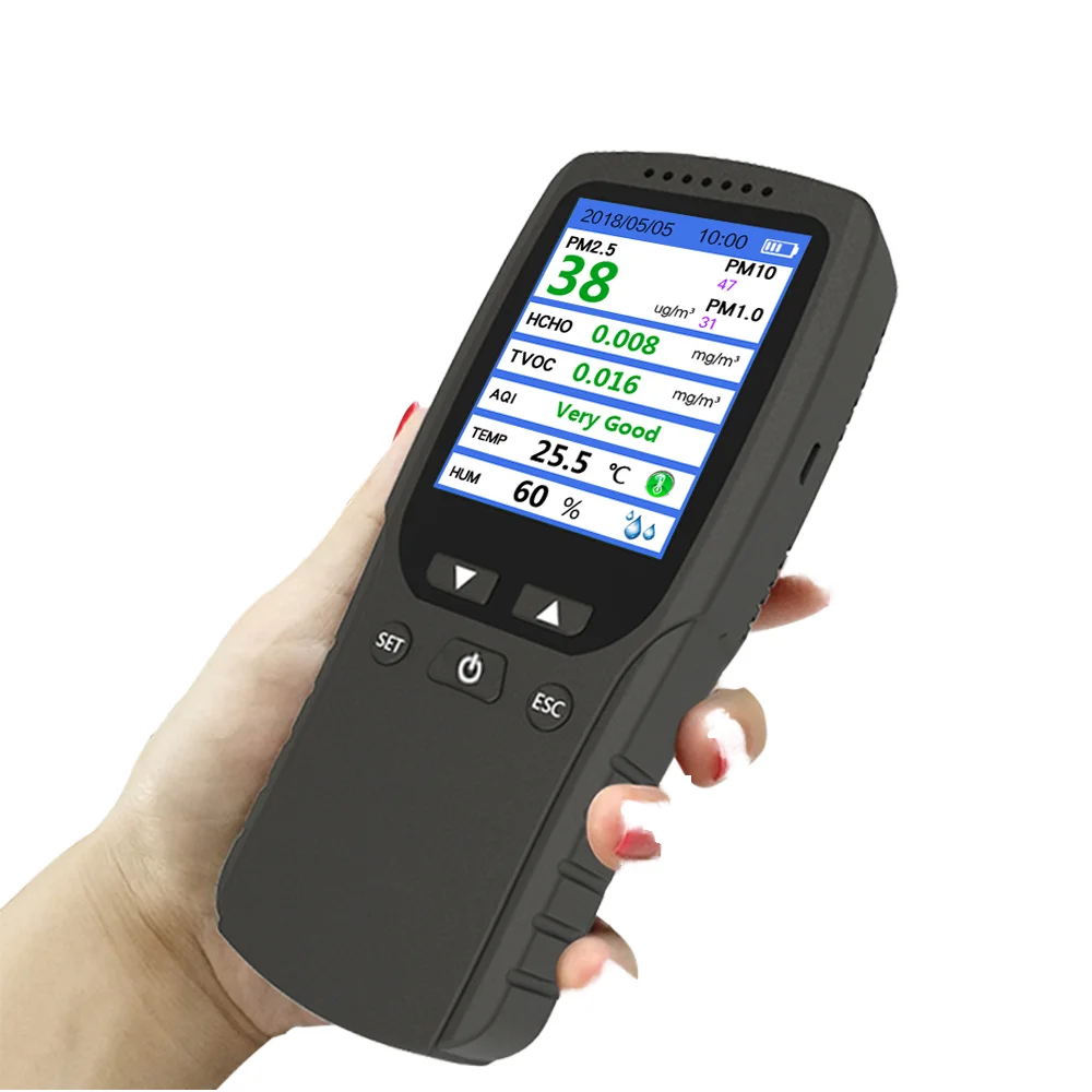 Hoge Precisie Draagbare Luchtkwaliteit Detector Handheld HCHO Sensor Tester Tracks PM2.5 Haze Dust Meter Multi-Gas Detector