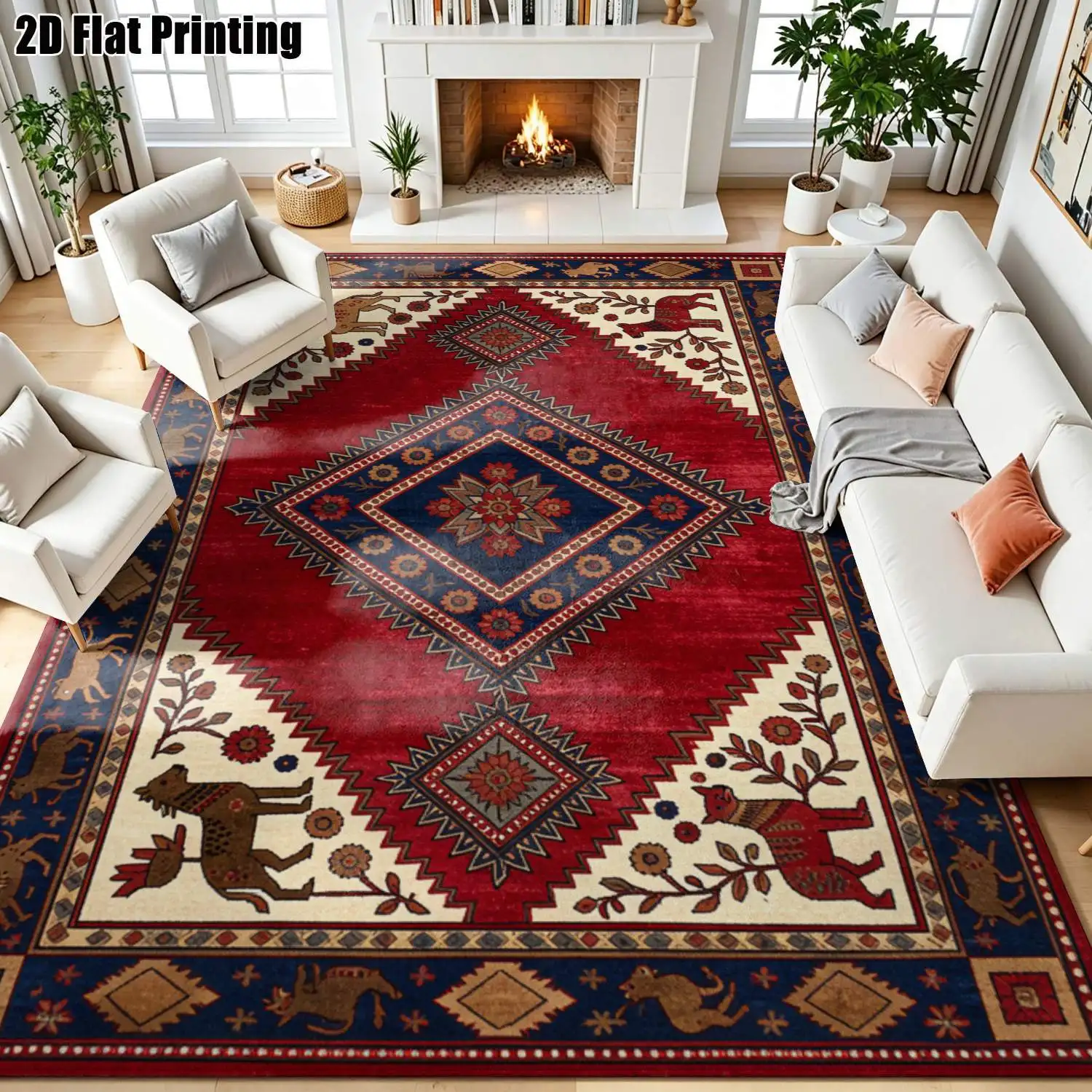 1Pc 2D Printed Gray Retro European-Style Carpet Retro, Nordic, Modern Minimalist Carpets for Home Decor, Multi-Size, Machine Washable. Ideal for Entryway, Dining Room, Foyer, Study, Living Room, Bedroom.