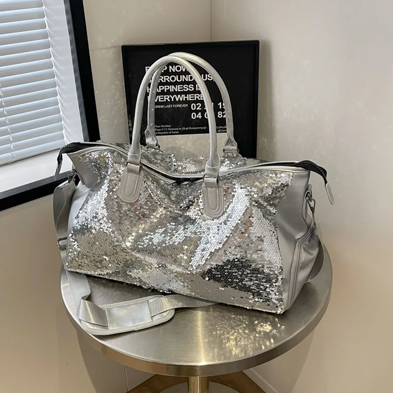 Super Cool Sparkling Sequins PU Travel Bags High Quality Large Capacity Shoulder and Crossbody Bags for Women 2026 Fashion New