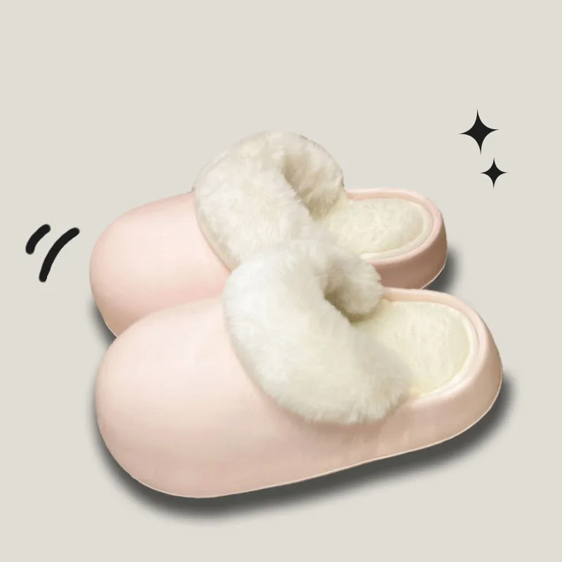 New Arrival Winter Warm Waterproof Fluffy Slippers for Women Outdoor Indoor Wrap Heel Antiskid Ladies' Home Casual Cotton Shoes