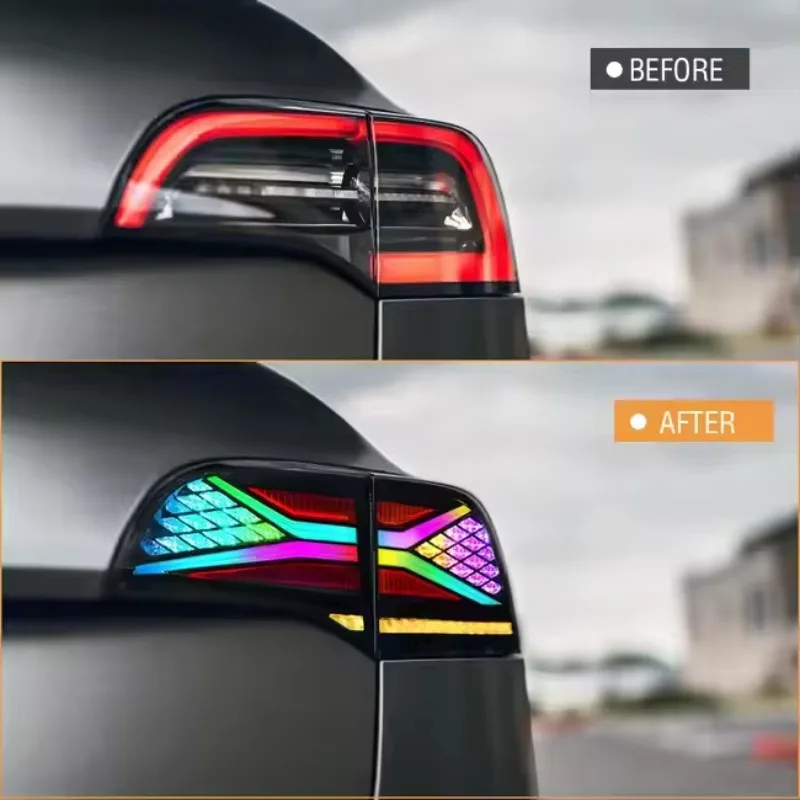 Motion Upgrade LED Taillights for Tesla Model 3 Model Y 2018-2023 Led Rear Lamps Assembly Modified Dynamic Streamer Light