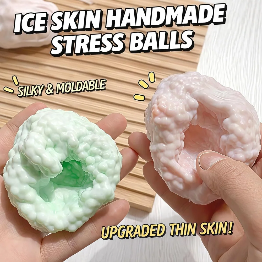 Knuspriger Squishy Stressball, Eisoptik Fidget Sensorischer Formbarer Quetschball Weicher Dehnbarer Stressabbau-Spielzeug für Büroschreibtisch