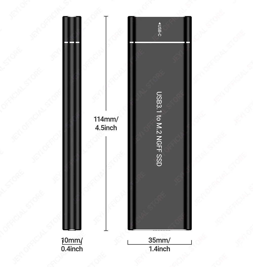 JEYI USB 3.1 (5 Gbit/s) M.2 SATA SSD-Aluminiumgehäuse schläft automatisch nach 30 Minuten – unterstützt 2230-2280 SATA SSDs (B+M-Taste). – Detail 9