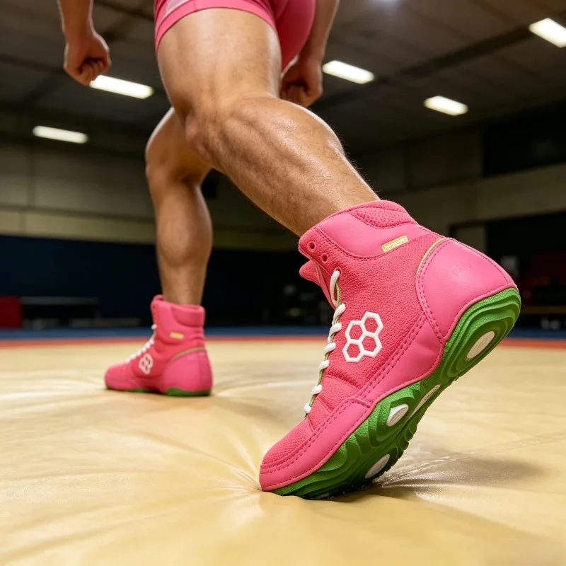 2026 New Arrival Wrestling Boots Men Unisex Boxing Sport Shoes for Men Mid-Top Fighting Shoes for Men pink Gym Training Shoe Man