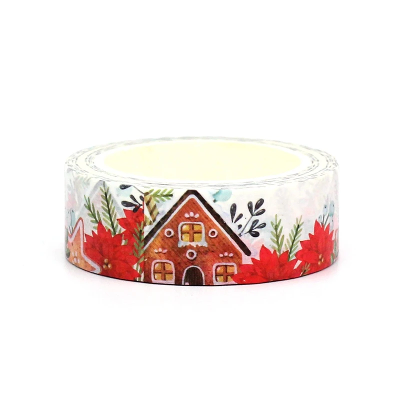 2023 NEW 1PC 10M Deco Poinsettia and Gingerbread House Washi Tape for  Journaling Adhesive Masking Tape Cute Stationery