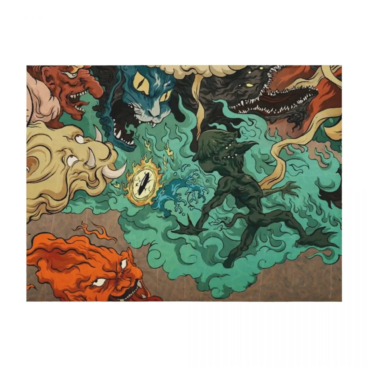 

Vintage Japanese Kaiju Throw Blanket Heavy decorative Weighted Luxury Throw Blankets