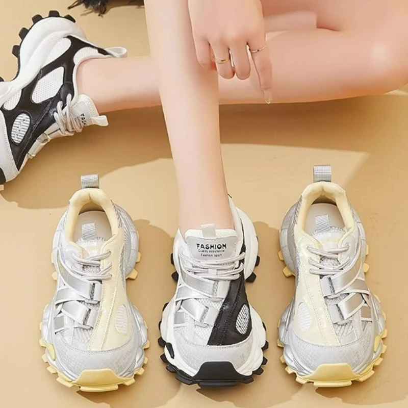 

Новые детские кроссовки 2026 года: модные повседневные кроссовки для девочек на массивной подошве, сетчатые, в спортивном стиле, для тенниса