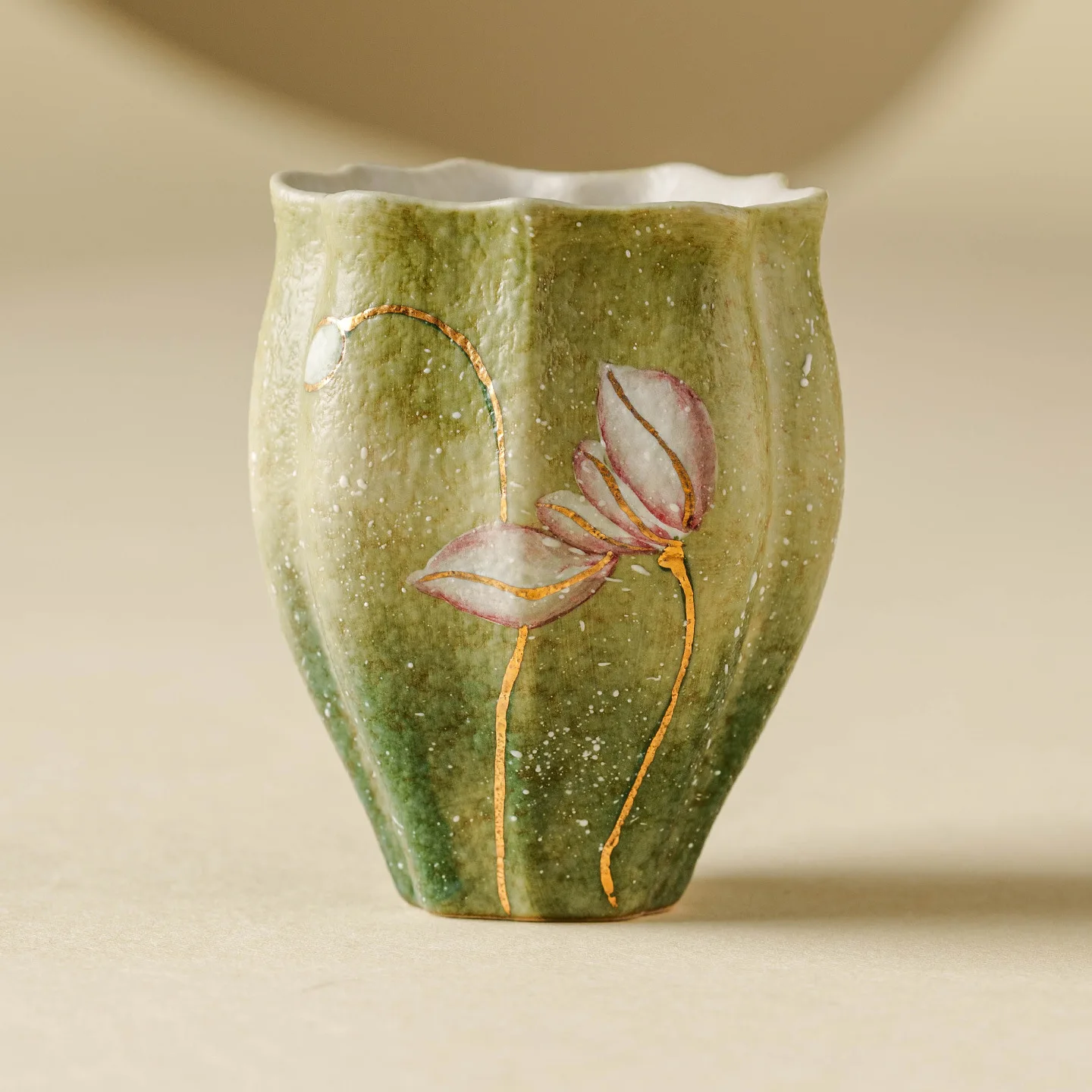 Leaf Green Flint Red Glaze Ceramic Master Tea Cup Personal Tasting Cup for Gongfu Tea Ceremony Home Office Gift