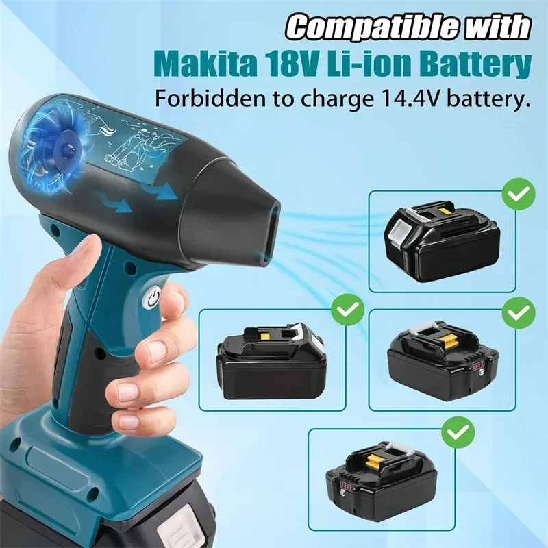 Mini Jet Blower Portable Violent Turbo Fan For Makita/Dewalt/Milwaukee/Bosch 18V Li-ion Battery 4-Speed Cordless Handheld Fan