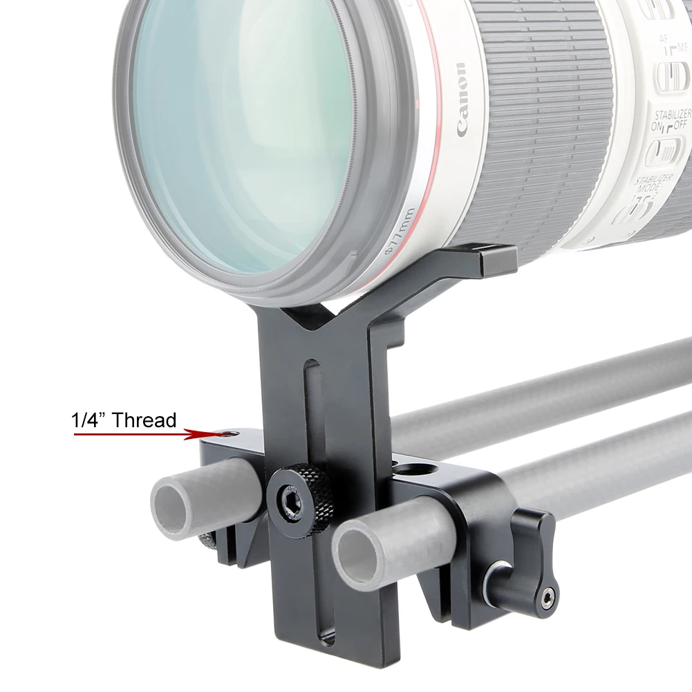 NICEYRIG Lens Support Bracket Height Adjustable with 15mm Rod Clamp for Follow Focus DSLR Camera & 15mm Rail Block System