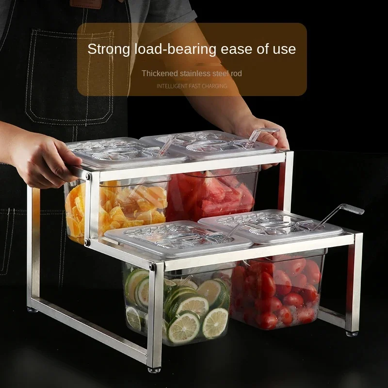 Acrylic Transparent GN Pans Visible Food Square Pots Exhibition Plate for Milk Tea Shops Storage Box with Rack for