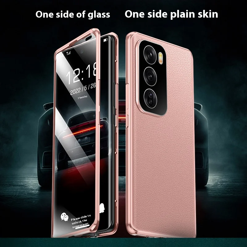 Fashionable Glass Metal Magnetic Phone Case Suitable For Oppo Reno 12 Pro Lens Full Package Shock-absorbing Protection Rear Case