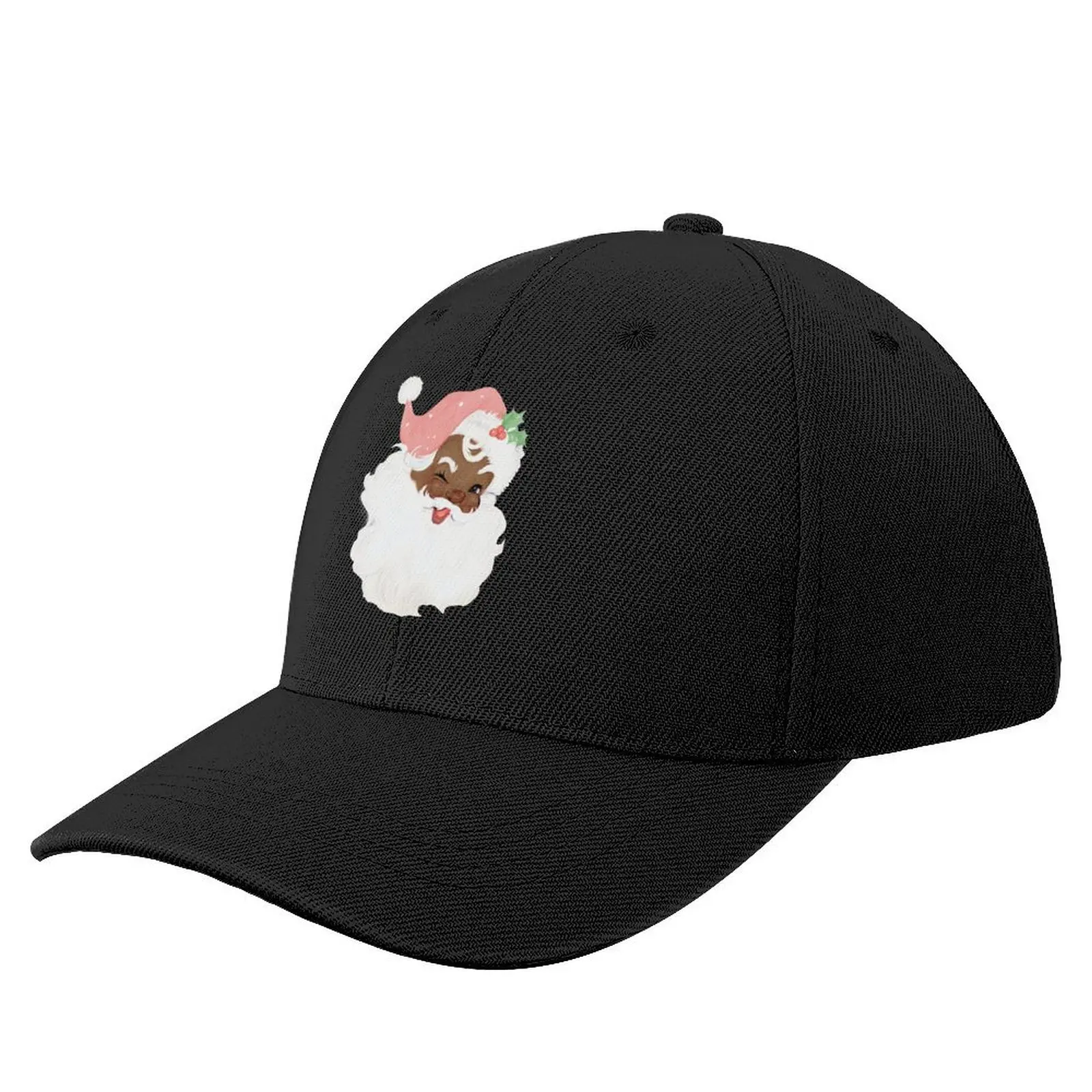 vintage blush pink winking black santa claus old world christmas Baseball Cap New In The Hat Sports Cap Women Caps Men's