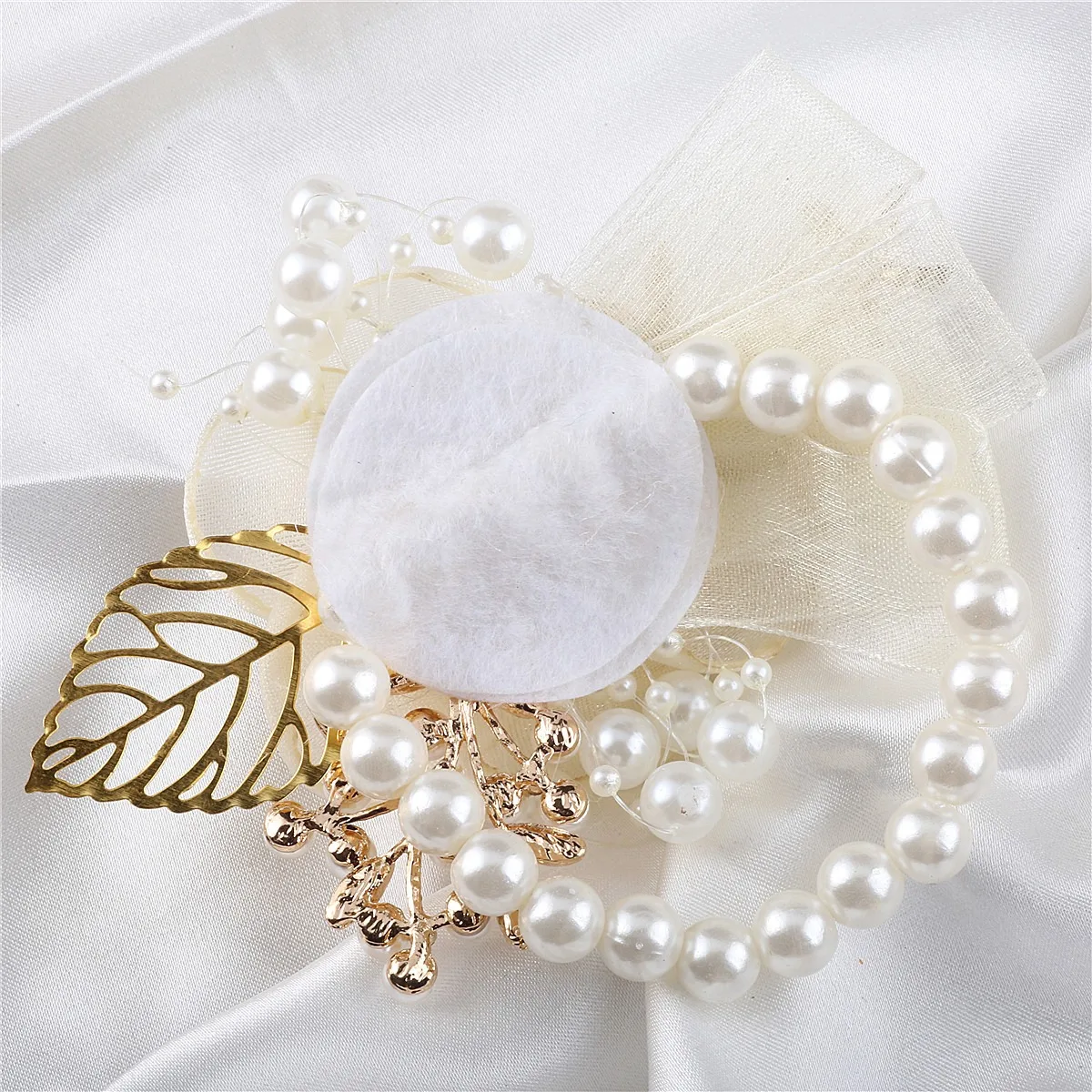 Artifical Rose Flowers Pearl Beaded Wrist Flower Ivory Flowers Bridesmaid Mensuit Marriage Wedding Accessories image 3
