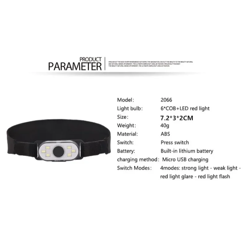 New LED Built-in Battery USB Charger Front/Back Wear Waterproof Strong Light Mini Headlamp