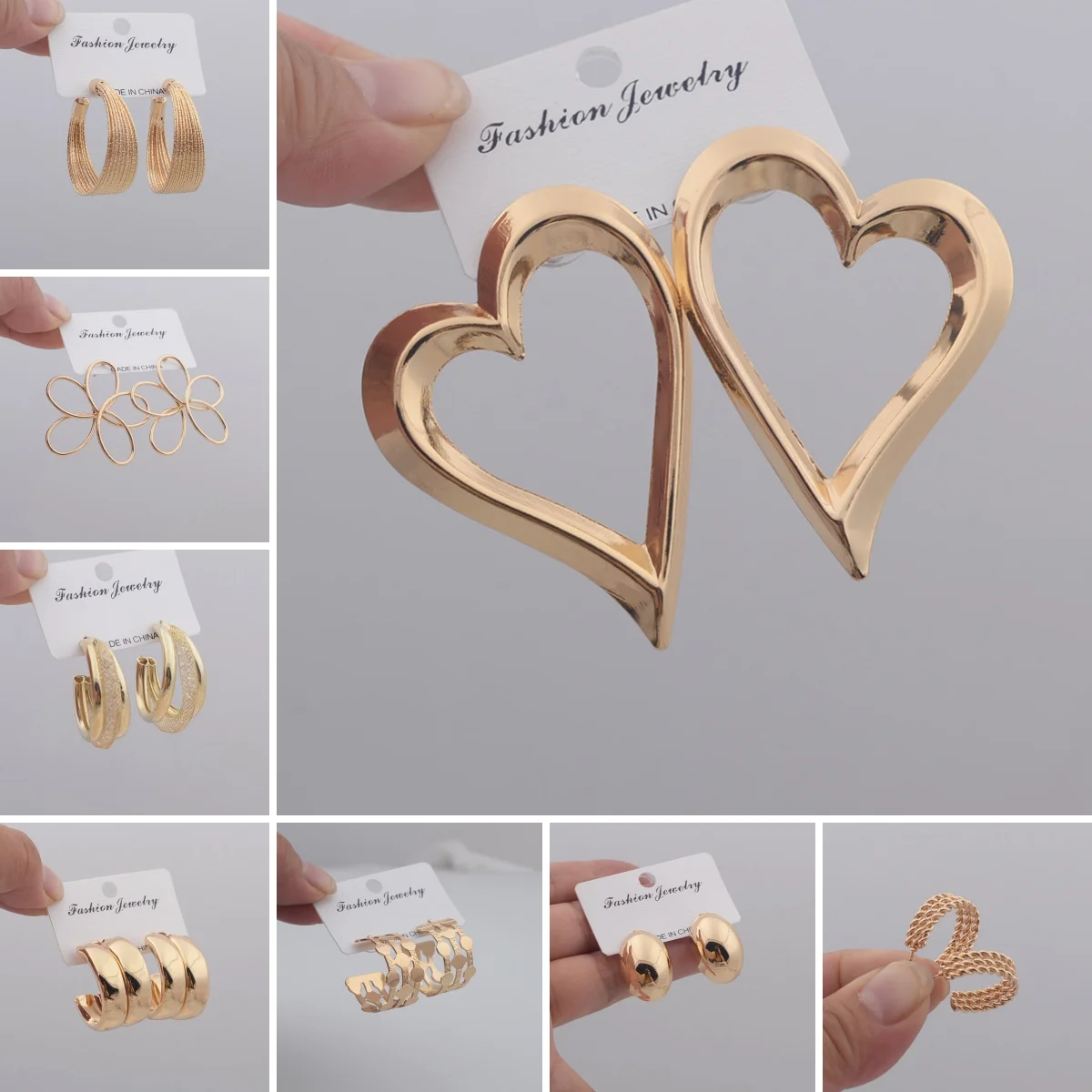 Big Metal Drop Earrings for Women C-Typed Heart Flower Bean Minimalism Gold Color Smooth Brincos Hyperbole Fashion Party Jewelry