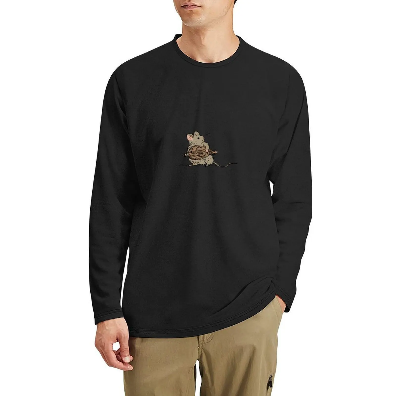 

Hurdy Gurdy mouse Long T-Shirt black t shirts tees man clothes quick-drying t-shirt mens plain t shirts