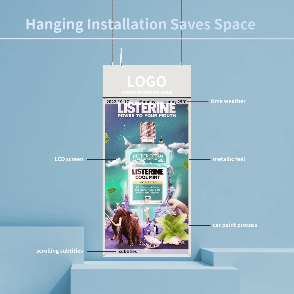Segnaletica digitale a doppio display LCD per macchina pubblicitaria fronte-retro da 43 pollici con sospensione verticale e schermo di visualizzazione