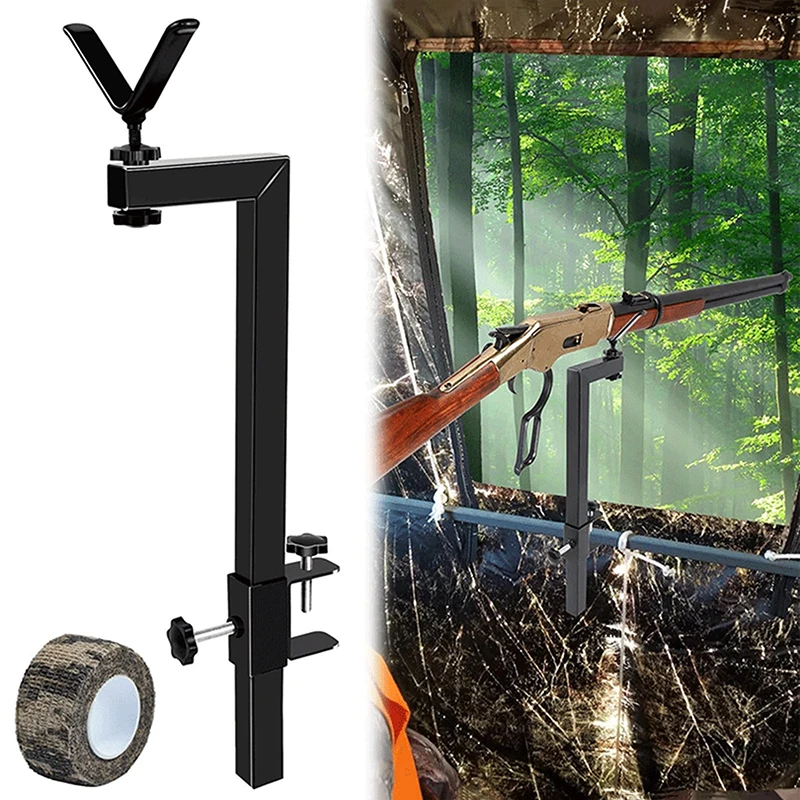 Portable Tree Stand Shooting Rest: Adjustable Angle & Height, camo Tape, Ensures Rustproof Hunting Experience.