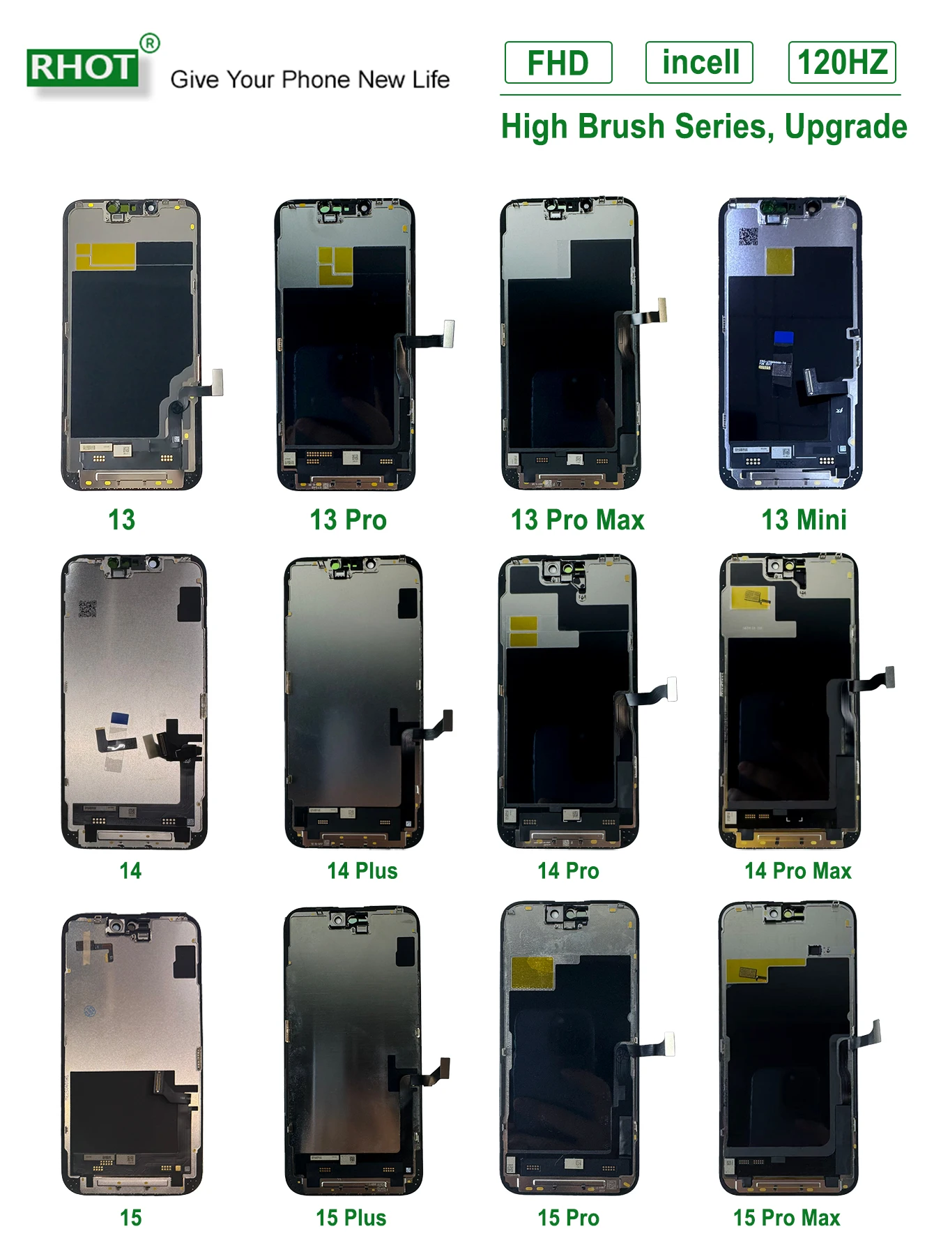 iphone-13、13-pro、13-pro-max、13-mini、14シリーズ、15シリーズ用fhdディスプレイ-lcdディスプレイスクリーンデジタイザーアセンブリ交換部品