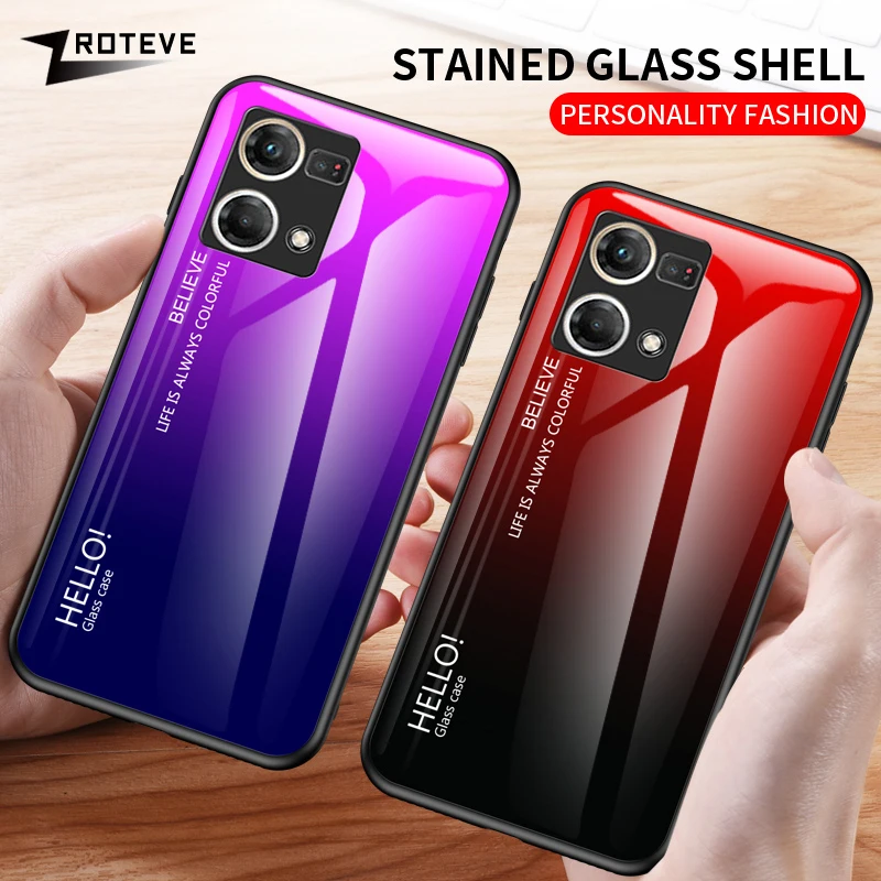 Reno7 Case ZROTEVE Gradient Tempered Glass Cover For OPPO Reno 6 7 8 Z Pro Plus 6Z 7Z 8Z Reno6 Reno7Z Reno8 Lite 5G Phone Cases