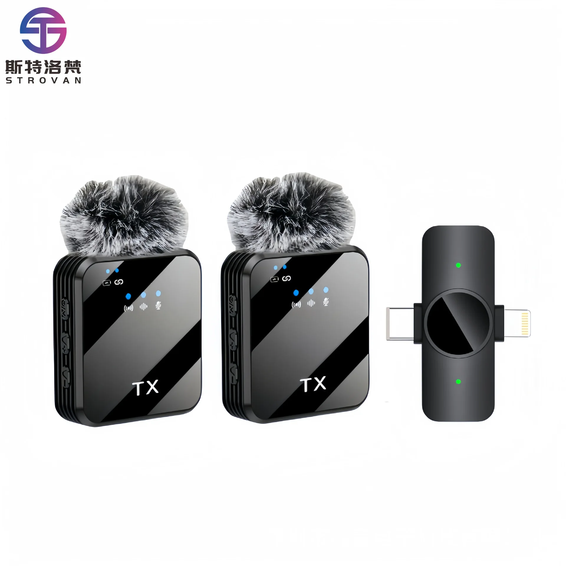 

3 в 1 Кардиоидный беспроводной микрофон с полярным шумоподавлением и зажимом на воротнике для живой съемки