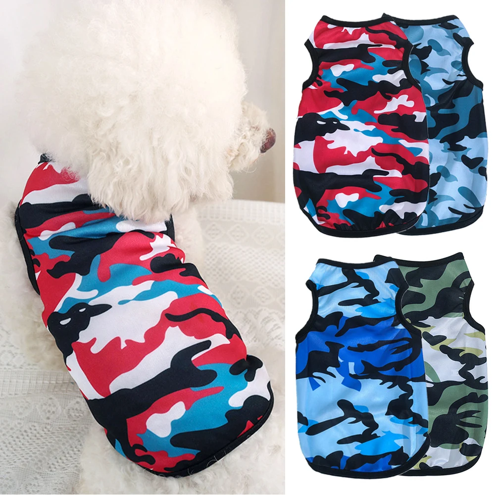 Pet Dog Camouflage Vest Thin Puppy T Shirt For Small Medium Dogs Sun Protection Dogs Vest Summer Pet Sleeveless Clothes Costume