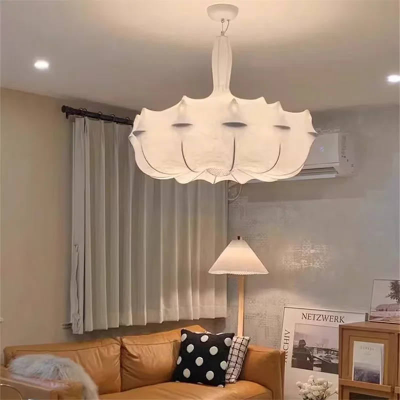 Zeppelin Pendant Light Wabi Sabi Style Silk Lamp Creative Living Room Bedroom Pendant Lights Japanese LED Cocoon Hanging Lamp