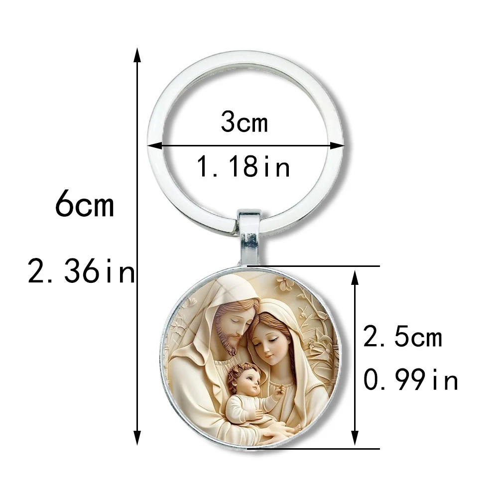 1pc Retro Virgin Mary Alloy Keychain - Religious Time Gem Pendant Suitable for Car Keys and Backpack Pendant Gift image 4