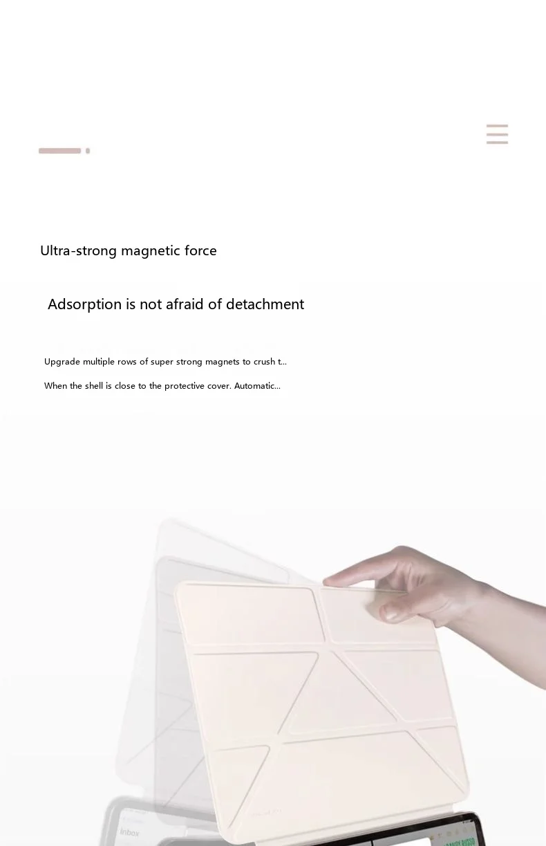Für iPad Air Pro 11 10,9 10,2 9,7 Zoll Leder 3+Y Faltbare Magnetische Doppelseitige Clip-Schlaf-/Aufwach-Hülle – Detail 10