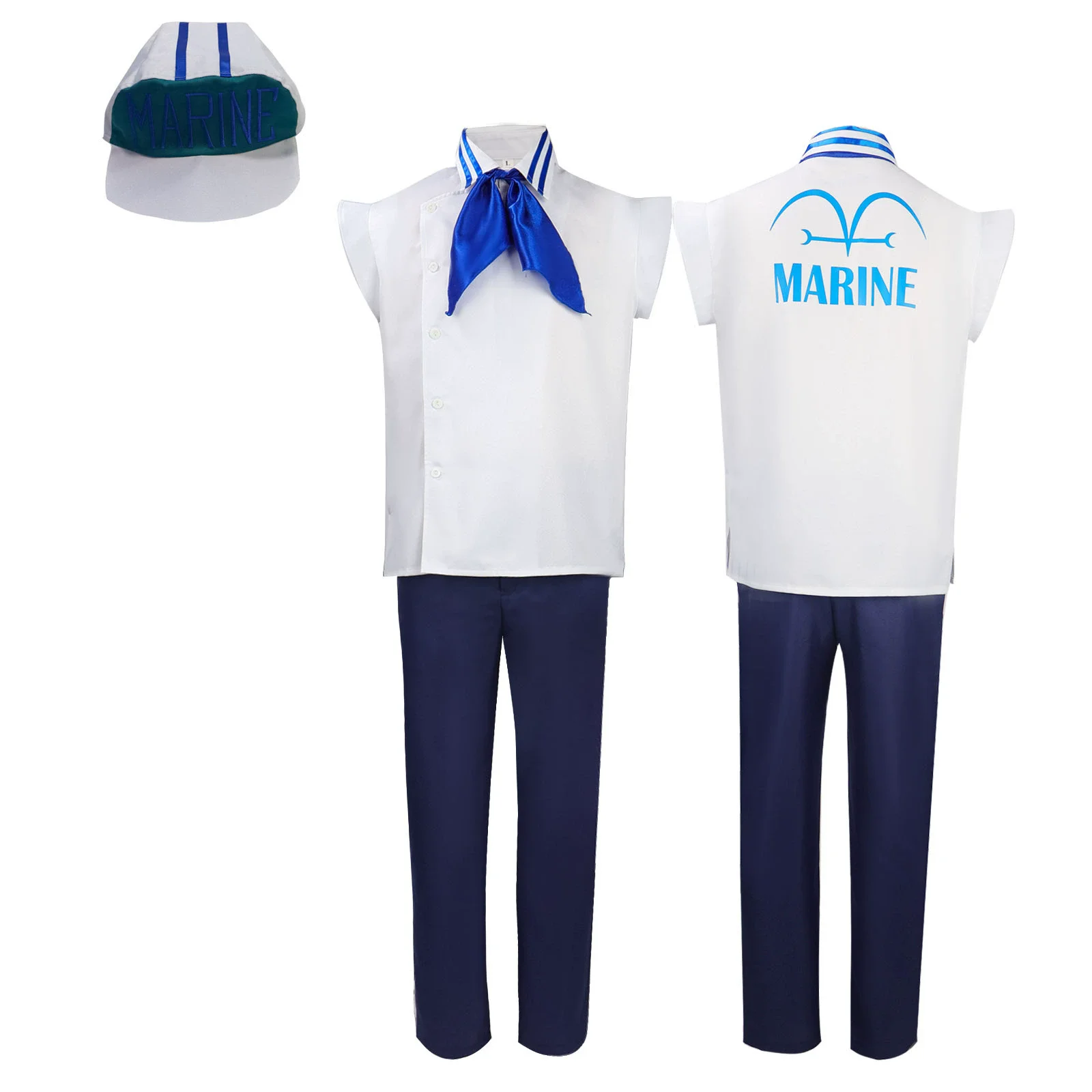 Anime Marineford LLuffy Cosplay Costume Marine Uniform Hat Halloween Carnival Cosplay Marineford Customized Clothes