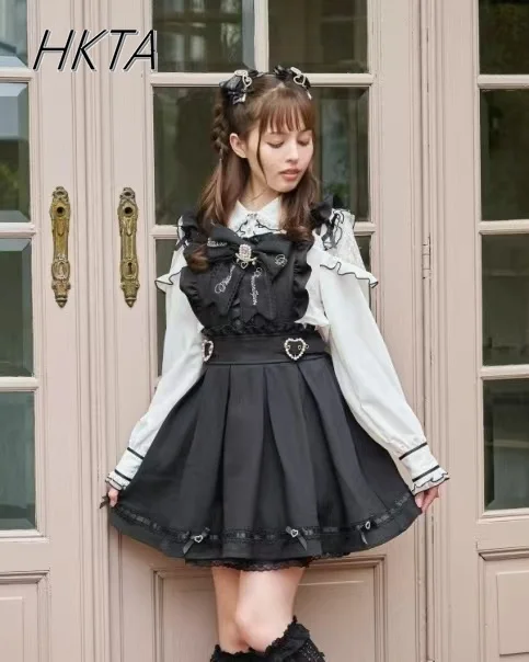 Vestido japonés Liz para niñas, vestido con tirantes y delantal desmontable bidireccional con lazo minero, vestido ajustado sin mangas con tirantes para niñas