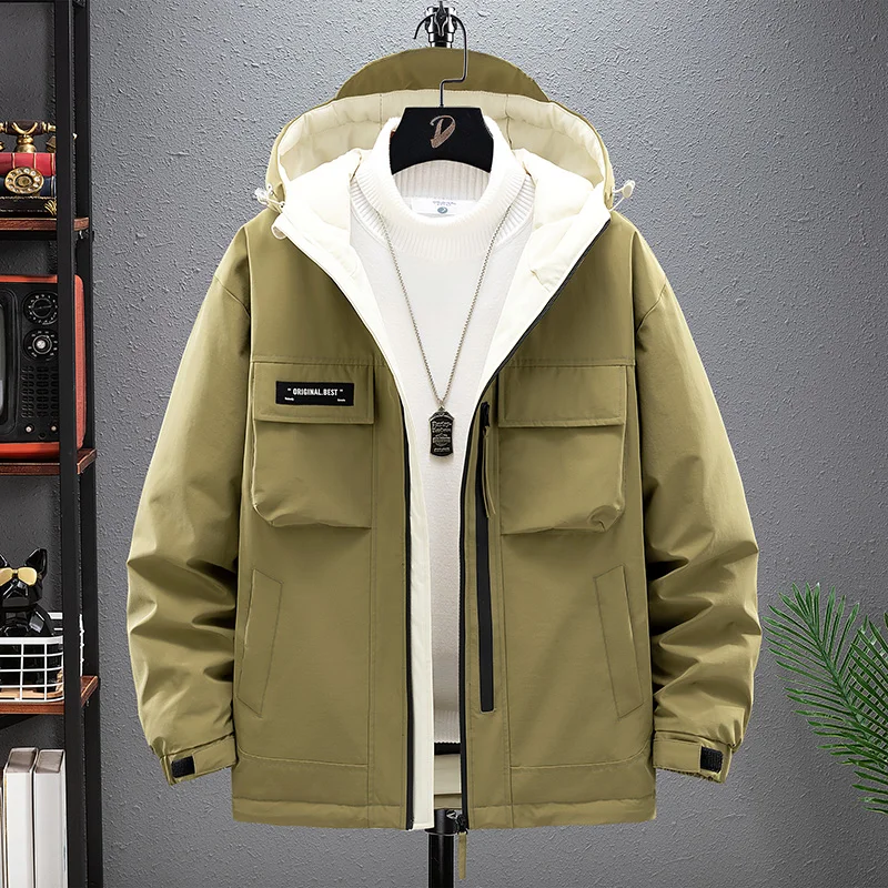 

Men's Fashionable Casual Sportswear Men's Down Cotton-padded Jacket Simple Coat Light-colored Mature Style Winter Warm Jackets