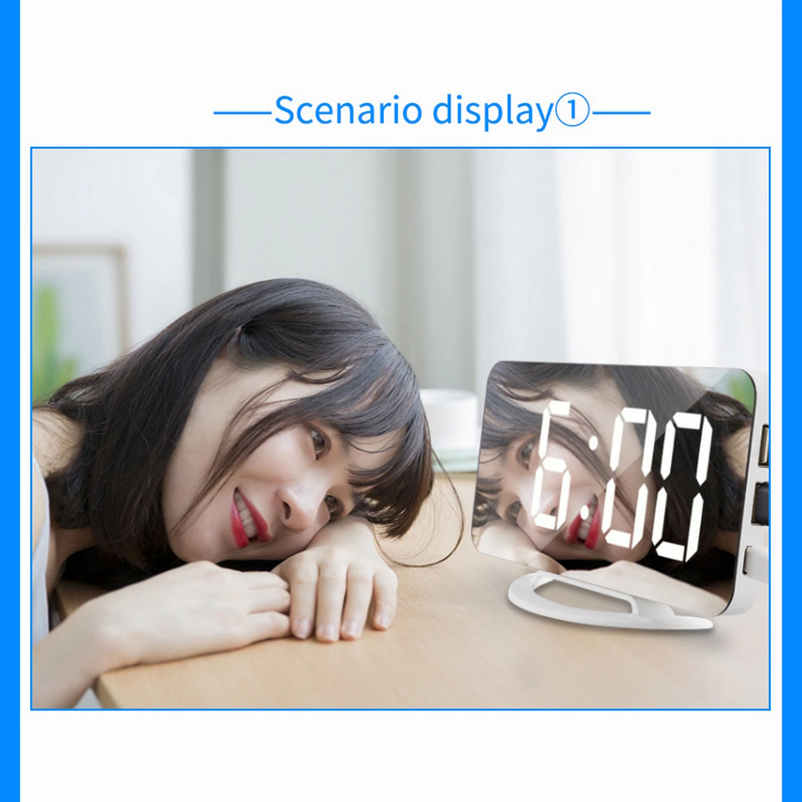 

LED Vibrating Alarm Clock Vibrating Clock Simple Digital Mirror Loud Clock USB Charging Mute Bedside Luminous